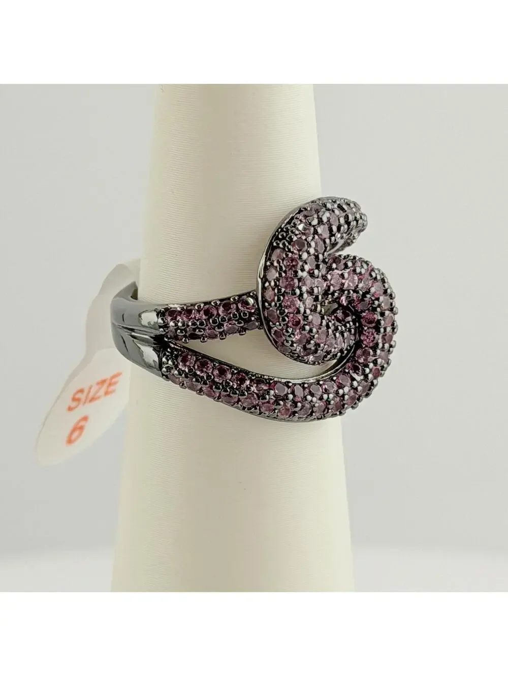 Bomb Party Ring Sz 6 “Sunlit Breeze” RG76893 Pave Pink Sapphire on Hematite